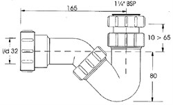 Сифон трубный без выпуска 1 1/4" P-образный с регулируемой высотой и углом выхода McALPINE (MRBD2) - фото 37870