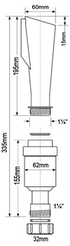 Сифон бутылочный 1 1/4" для разрыва потока/струи с приемной воронкой D=60мм McALPINE (FWM-32) - фото 37912