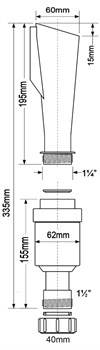 Сифон бутылочный 1 1/2" для разрыва потока/струи с приемной воронкой D=60мм McALPINE (FWM-40) - фото 37915