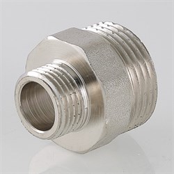 Ниппель переходной латунный никелированный НН Valtec 1/2" x 3/8" - фото 56372