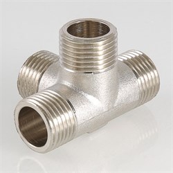 Крестовина двухплоскостная латунная никелированная ВР Valtec 1/2" - фото 56787