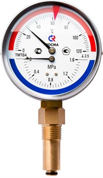 Термоманометр радиальный Росма (ТМТБ-31P.1) 1/2", 0.6 МПа, 80 мм, 120°C, L=46 мм, кл. 2.5, арт.00000002329 - фото 77695